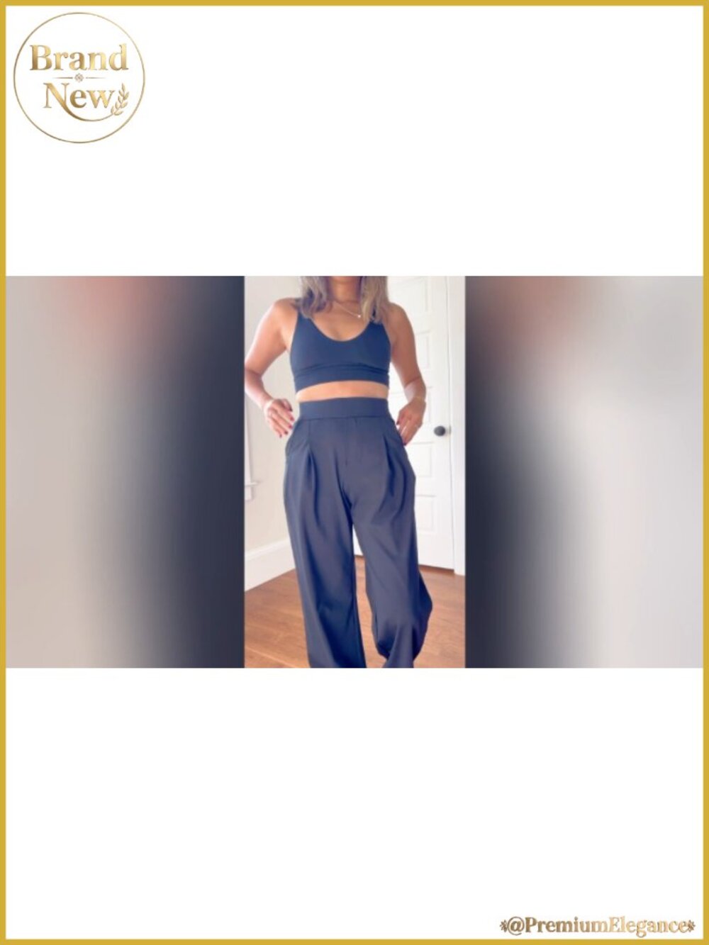 Wide Leg Yoga Dress Pants High Waist Pull On with Pockets - Picture 6 of 6